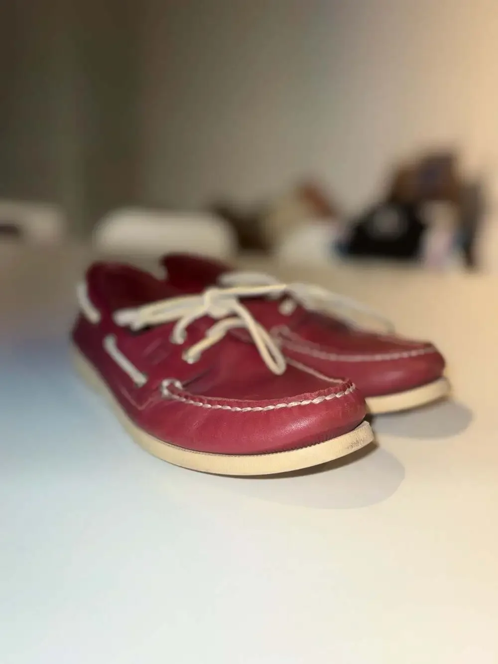 Sperry Top-Sider Authentic Original Boat Shoes Men's 8 M Red Leather